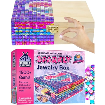 PURPLE LADYBUG DIY Sparkly Girls Jewelry Box Kit - Valentines Day Gifts for Kids, Easter Birthday Gi...