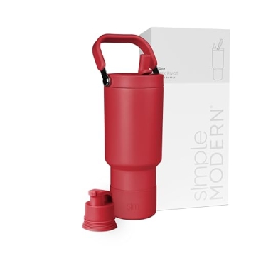 Simply Modern Trek Pivot | 40oz Flip Straw Tumbler | Insulated Water Bottle | Ember Red Stylish Hydr...