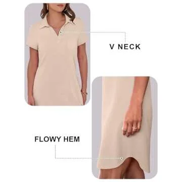 ANRABESS Womens T Shirt Dresses Summer Casual Short Sleeve V Neck Loose Shift Mini Dress 2025 Trendy Spring Clothes Large Khaki