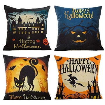 HOSL Halloween Decorative Pillow Covers 4-Pack