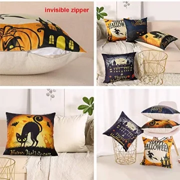 HOSL Halloween Decorative Pillow Covers 4-Pack