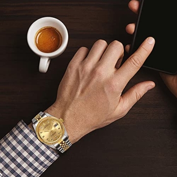 BUREI Automatic Dress Watch Gold Stainless Steel Band