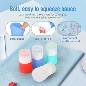 Timiuu Squeeze Salad Dressing Bottles | BPA Free Silicone | 1.3 OZ Set of 4