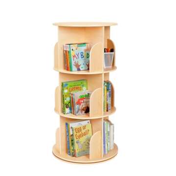 OOOK Kids Rotating Bookshelf Tower, Small Corner Bookshelf for Small Space, 360 Display 3 Tier Floor...