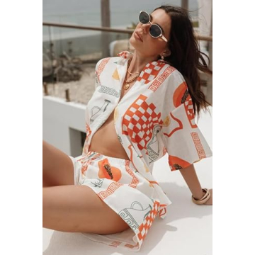 Stylish Y2K 2 Piece Printed Shorts Set for Women