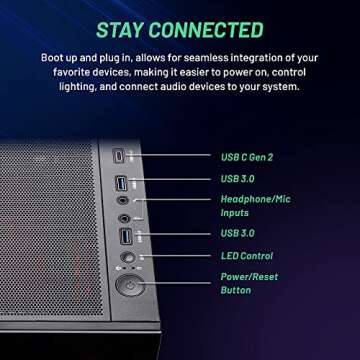 Skytech Gaming Azure Gaming PC Desktop – AMD Ryzen 7 7700X 4.5 GHz, NVIDIA RTX 4070, 1TB NVME SSD, 32GB DDR5 RAM RGB, 650W Gold PSU, 360mm AIO, 11AC Wi-Fi, Windows 11 Home 64-bit,Black