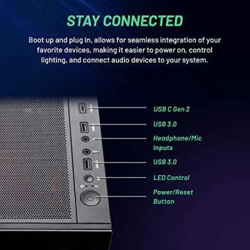 Skytech Gaming Azure Gaming PC Desktop – AMD Ryzen 7 7700X 4.5 GHz, NVIDIA RTX 4070, 1TB NVME SSD, 32GB DDR5 RAM RGB, 650W Gold PSU, 360mm AIO, 11AC Wi-Fi, Windows 11 Home 64-bit,Black