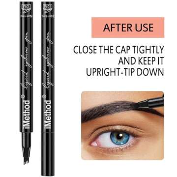 iMethod Eyebrow Pen - iMethod Eyebrow Pencil with a Micro-Fork Tip Applicator Creates Natural Looking Brows Effortlessly and Stays on All Day, Brown
