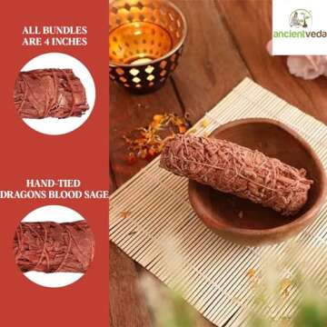 SOUL STICKS 4" Dragons Blood Sage Sticks 3 Pack with Starter Guide | Floral Organic Sage for House C...