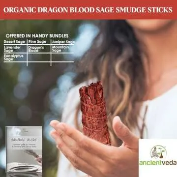 SOUL STICKS 4" Dragons Blood Sage Sticks 3 Pack with Starter Guide | Floral Organic Sage for House Cleansing and Evil Spirits Cleanse, Big Sage Smudge Sticks Bundle for Yoga Meditation Healing Rituals