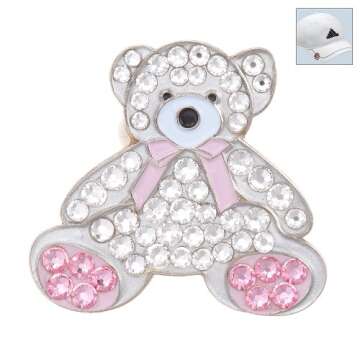Bonjoc Crystal Golf Ball Marker & Hat Clip - Sophie - Silver Teddy Bear