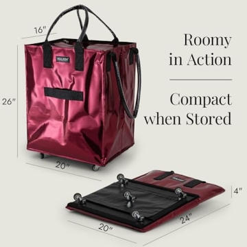 HULKEN Cosmic Red Large Rolling Tote Bag on Wheels