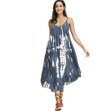 BUENOS NINOS Women's V Neck Floral Maxi Dress Boho Printed Adjustable Spaghetti Strap Ethnic Beach L...