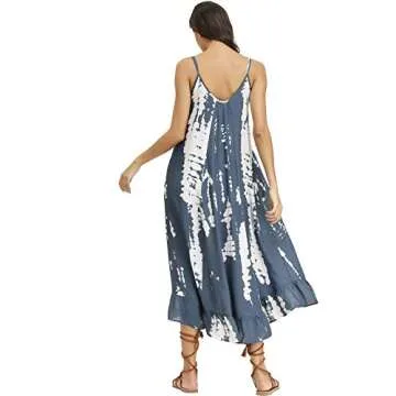 BUENOS NINOS Women's Bohemian Maxi Dress with Pockets