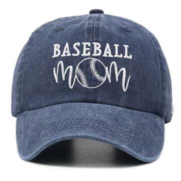 Waldeal Women's Baseball Mom Baseball Cap Adjustable Washed Dad Hat Navy