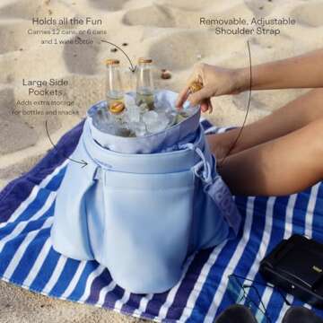 Corkcicle Beverage Bucket Cooler Bag, Orchid, 10.5” x 12” – Keep Cool with Portable Bucket Bag – Transforms Into Ice Bucket with All Day Insulation