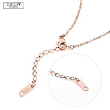 ELBLUVF 18k Rose Gold Plated Stainless steel EKG Heart Beat Love Cardiogram Necklace for women