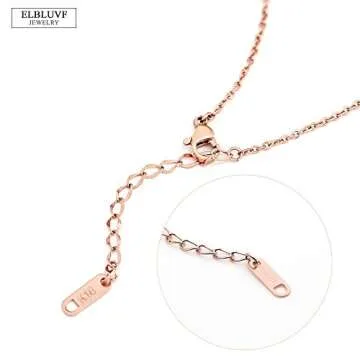 ELBLUVF 18k Rose Gold Plated Stainless steel EKG Heart Beat Love Cardiogram Necklace for women