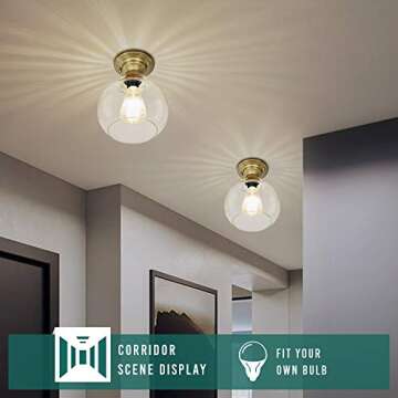 LEGELUX Ceiling Light Fixture Flush Mount with Clear Globe Glass Shade, Modern Ceiling Light Fixture for Porch, Bathroom, Hallway, Foyer, Bedroom or Kitchen