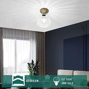LEGELUX Ceiling Light Fixture Flush Mount with Clear Globe Glass Shade, Modern Ceiling Light Fixture for Porch, Bathroom, Hallway, Foyer, Bedroom or Kitchen