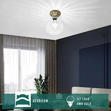 LEGELUX Ceiling Light Fixture Flush Mount with Clear Globe Glass Shade, Modern Ceiling Light Fixture for Porch, Bathroom, Hallway, Foyer, Bedroom or Kitchen