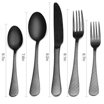 Matte Black Silverware Set, Satin Finish 20-Piece Stainless Steel Flatware Set,Kitchen Utensil Set S...