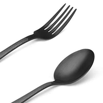Matte Black Silverware Set, Satin Finish 20-Piece Stainless Steel Flatware Set,Kitchen Utensil Set Service for 4,Tableware Cutlery Set for Home and Restaurant, Dishwasher Safe