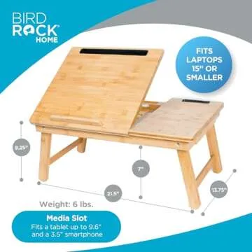 Adjustable Bamboo Laptop Bed Tray - Portable Multi-Use Desk