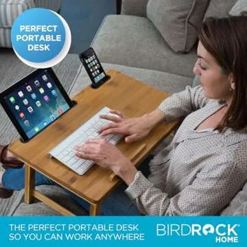 Adjustable Bamboo Laptop Bed Tray - Portable Multi-Use Desk