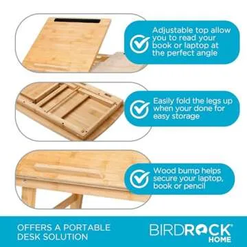 Adjustable Bamboo Laptop Bed Tray - Portable Multi-Use Desk