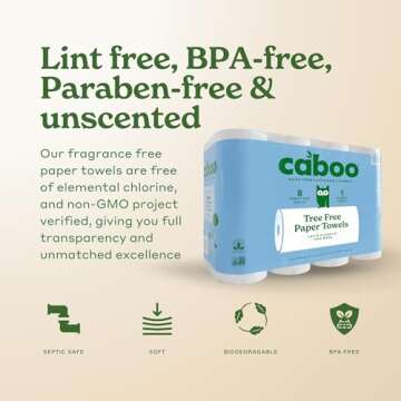 Eco-Friendly Caboo Tree Free Paper Towels - 8 Rolls for Sustainable Cleaning