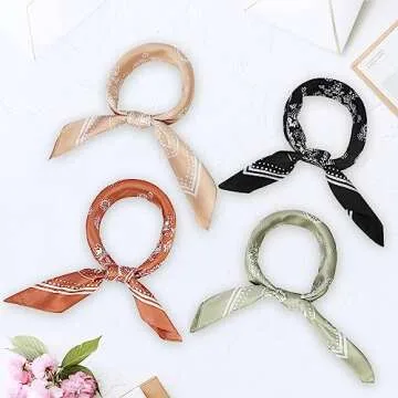 Fishinsea 4Pcs Satin Large Square Head Scarves - Stylish and Versatile