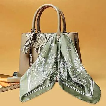 Fishinsea Satin Square Scarves for Women - 4Pcs Fashion Set