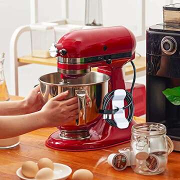 HOMROOH Cord Organizer for Kitchen Appliances, 4 Pack Cord Wrap Cord Holder Cable Organizer for Storage Small Home Appliances, Mixer, Blender, Coffee Maker, Pressure Cooker and Air Fryer