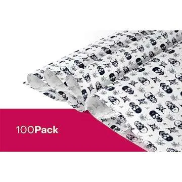 Package Mint Tissue Paper for Gift Wrapping (100 Sheets, 20x30 inch)-Colored, Decorative Tissue Paper for Gift Bags, Packaging, and Small Business-Skull Rose Pattern