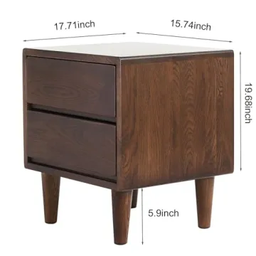 Solid Oak Wood Nightstand | Modern Design & Easy Assembly
