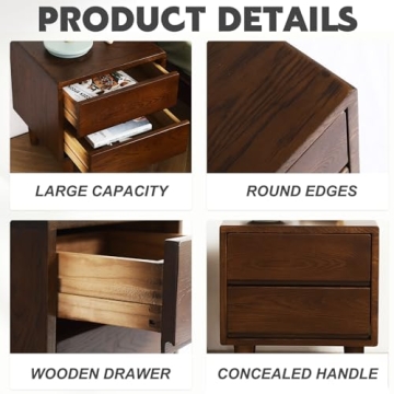 Solid Oak Wood Nightstand | Modern Design & Easy Assembly
