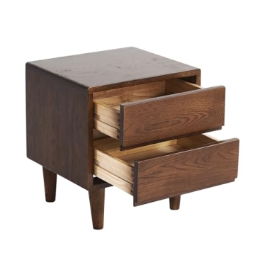 Solid Oak Wood Nightstand | Modern Design & Easy Assembly