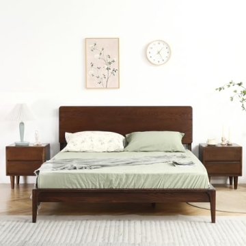 Solid Oak Wood Nightstand | Modern Design & Easy Assembly