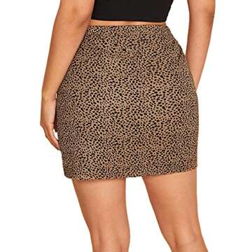 Floerns Women's Floral Print Bodycon Split Mini Skirt A Brown Leopard M
