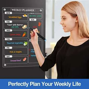 Xpener Acrylic Magnetic Weekly Calendar Board for Fridge