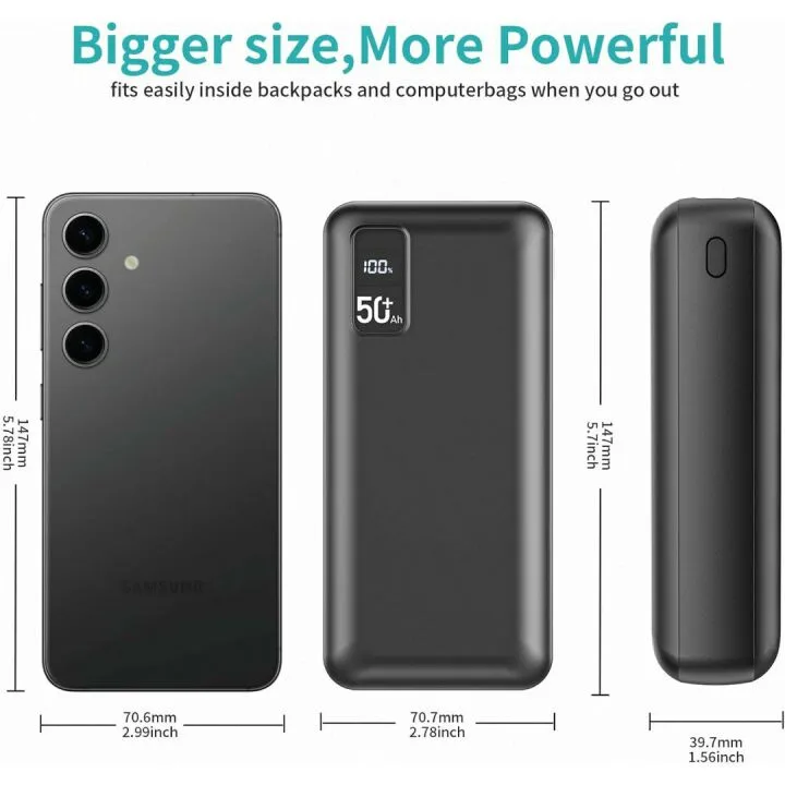 50000mAh Fast Charging Power Bank with 3 Outputs