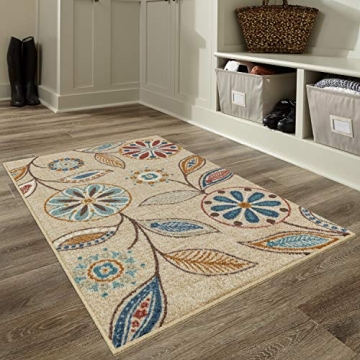 Maples Rugs Reggie Floral Kitchen Rug – Washable Non Slip