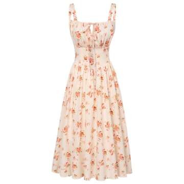 Scarlet Darkness Floral Printed Corset Dress for Women Ruched Bust Flowy Summer Dresses Yellow S