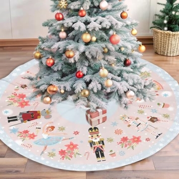 Hitamus Nutcracker Sweets 48" Christmas Tree Skirt, Large Tree Mat Base Cover for Xmas Festive Holid...