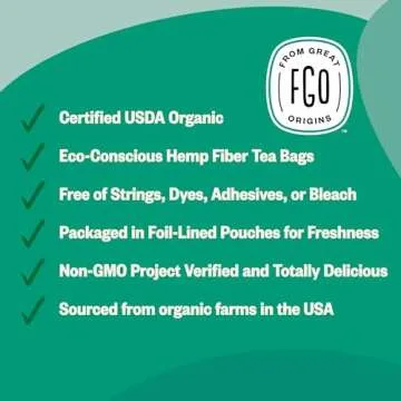 FGO Organic Spearmint Leaf Tea, 100 Count, Eco-Conscious Tea Bags, Caffeine Free, Resealable Bag, Packaging May Vary (Pack of 1)