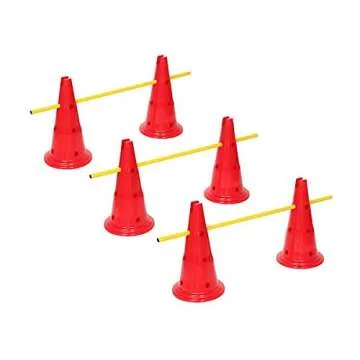 Etna Dog Agility Hurdle Set - 6 Canine Obedience Training Exercise Cones with 3 Collapsible Metal Bars - Adjustable Height