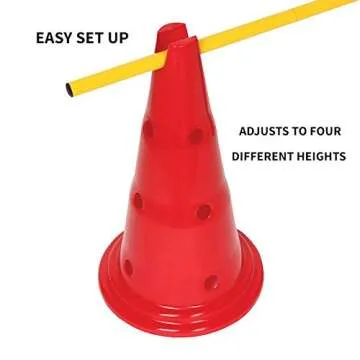 Etna Dog Agility Hurdle Set - 6 Canine Obedience Training Exercise Cones with 3 Collapsible Metal Bars - Adjustable Height