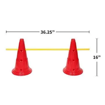 Etna Dog Agility Hurdle Set - 6 Canine Obedience Training Exercise Cones with 3 Collapsible Metal Bars - Adjustable Height