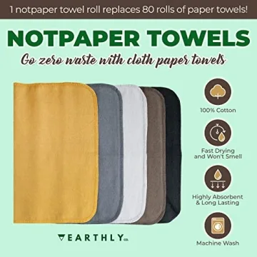 Earthly Co. Reusable Paper Towels - Eco-Friendly & Absorbent